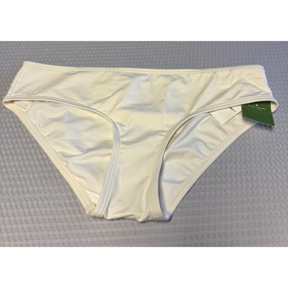 Kate Spade New York Women's Bikini Bottom Classic Hipster Cut Cream SZ Large NWT